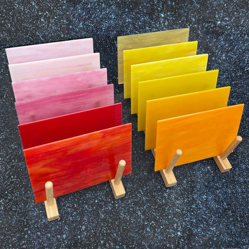 LITMIND 12 Sheets Stained Glass Variety Pack, 4 x 6 Inch Cathedral Art, Mosaic Supplies for Crafts, Sheets for Making Projects (Opaque/Red, Yellow and Pink Mixed) - Image 3
